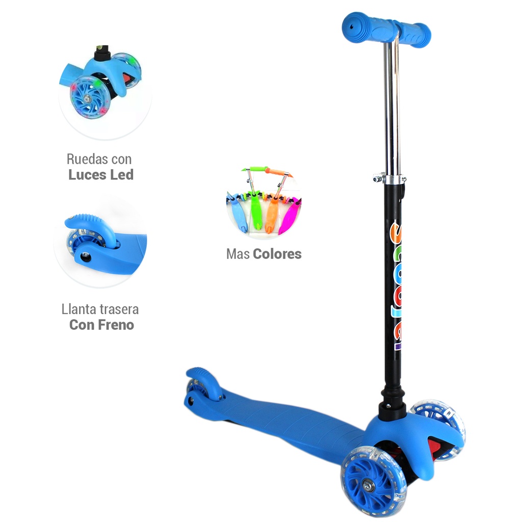PATIN INFANTIL 3 RUEDAS C/LUZ, CON 1 PZ O CAJA CON 10 PZS