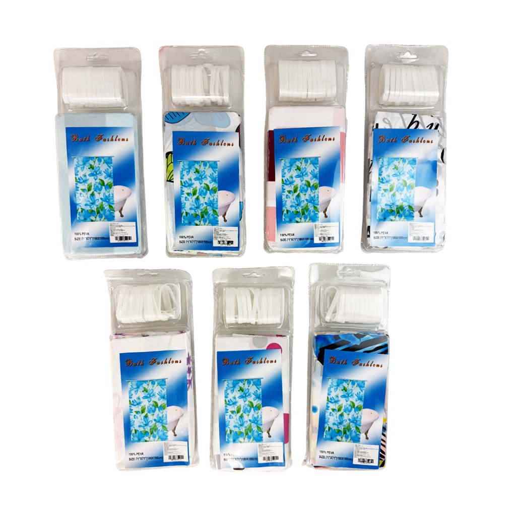 CORTINA PARA BAÑO, CON 1 PZ O CAJA CON 100 PZS