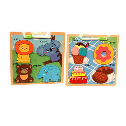 ZJ-1410 ROMPECABEZAS DIDACTICO TRIDIMENSIONAL CON DIFERENTES FIGURAS DE APRENDIZAJE EN INGLES DE MADERA DE 22 X 22 X 0.05 CM CON 1 PZ O CAJA CON 100 PZS