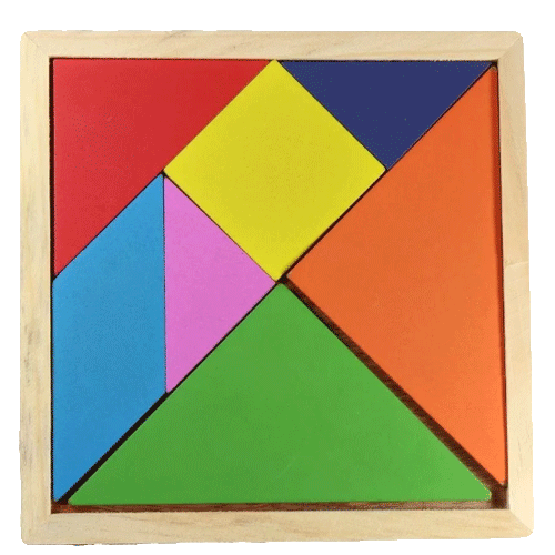 ROMPECABEZAS DIDÁCTICO PEQUEÑO DE FIGURAS DE TANGRAM DE MADERA DE 10 X 10 CM CON 1 PZ O CAJA CON 1000 PZS