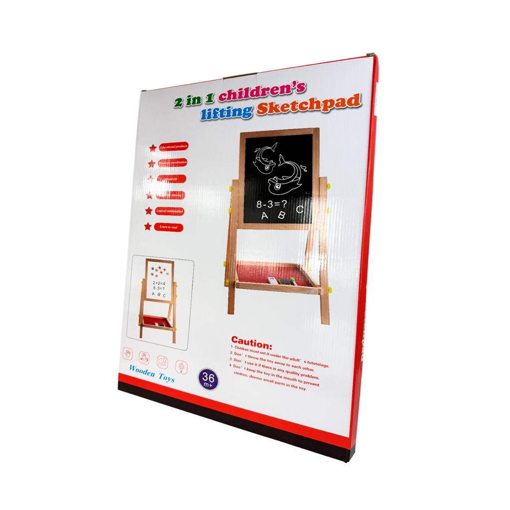ZJ-1360 TABLERO DE APRENDIZAJE DOBLE PIZARRÓN CABALLETE CON ABECEDARIO, NUMEROS Y FORMAS GEOMETRICAS DE 49 X 24 X 1.2 CM CON 1 PZ O CAJA CON 12 PZS