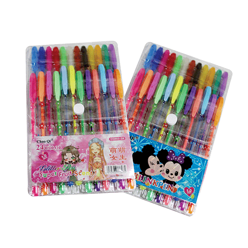 PLUMA DE GEL CON 24 COLORES POR 1 PZ O CAJA CON 120 PZS