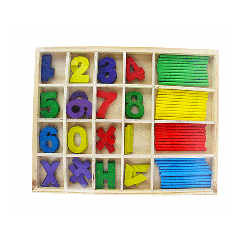 CAJA DE PALILLOS Y NUMEROS PARA APRENDIZAJE DE MATEMATICAS DE 20X24CM, CON 1 PZ O CAJA CON 120 PZS
