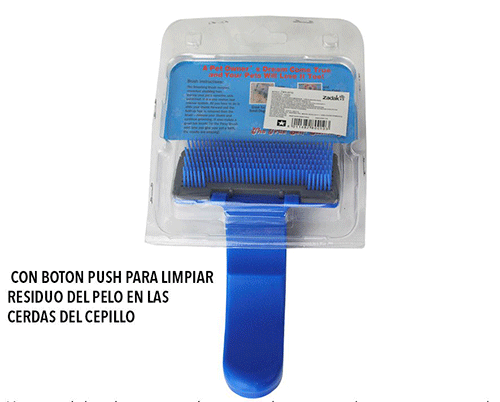 ZMA-0010 CEPILLO P/MASCOTA CON BOTON PUSH PARA LIMPIAR RESIDUO DEL PELO EN LAS CERDAS DEL CEPILLO, CON 1 PZ O CAJA CON 120 PZS