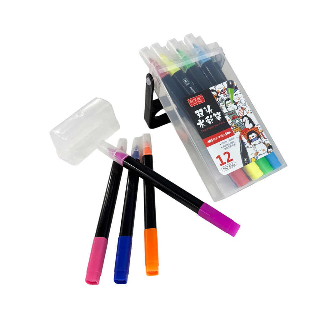 ZP-0952 PLUMINES DOBLE PUNTA CON 12 COLORES CON UNA PZ O CAJA CON 120 PQTS