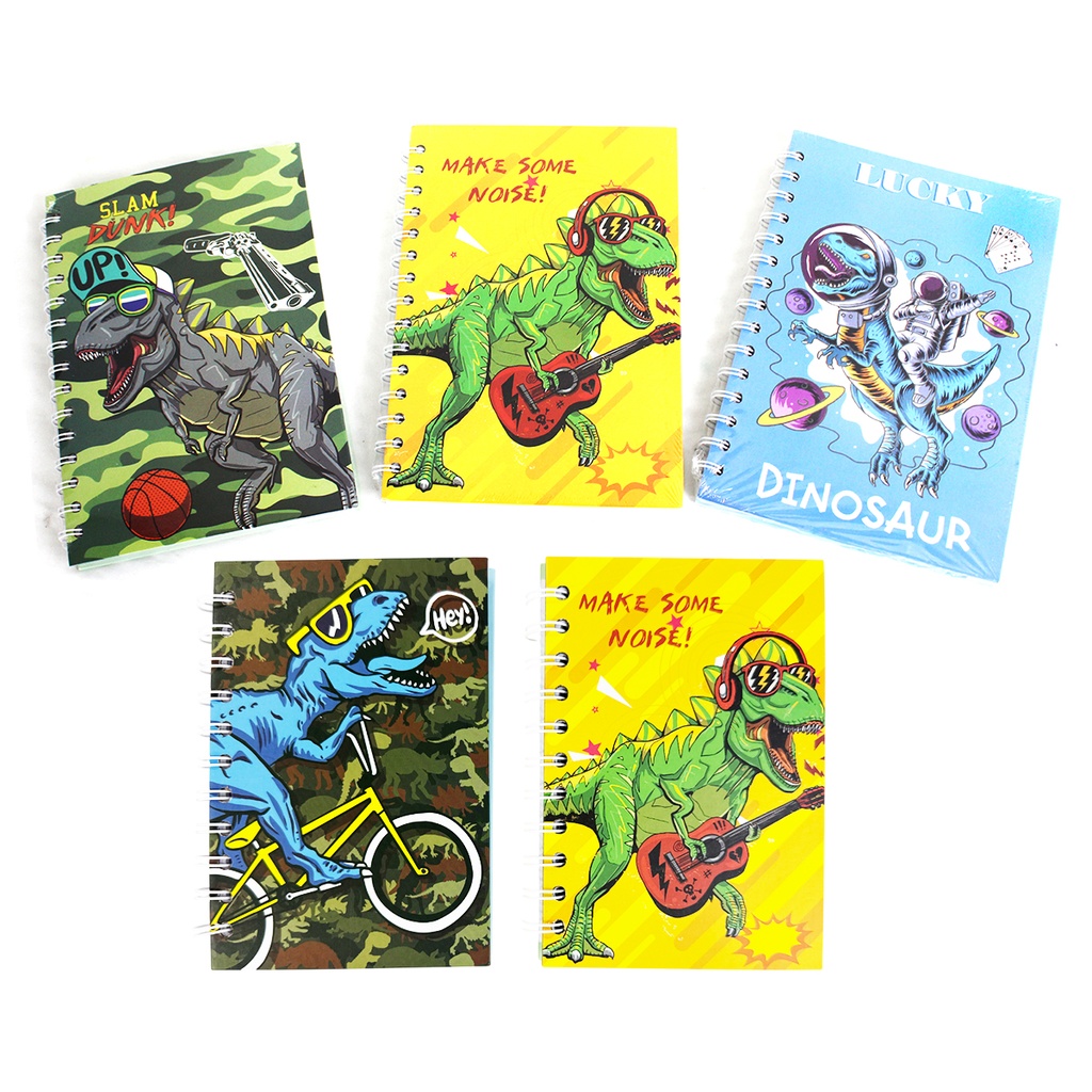 ZP-1102 LIBRETA ESTAMPADO DE DINOSAURIOS CON 1 PZ O CAJA CON 120 PZS