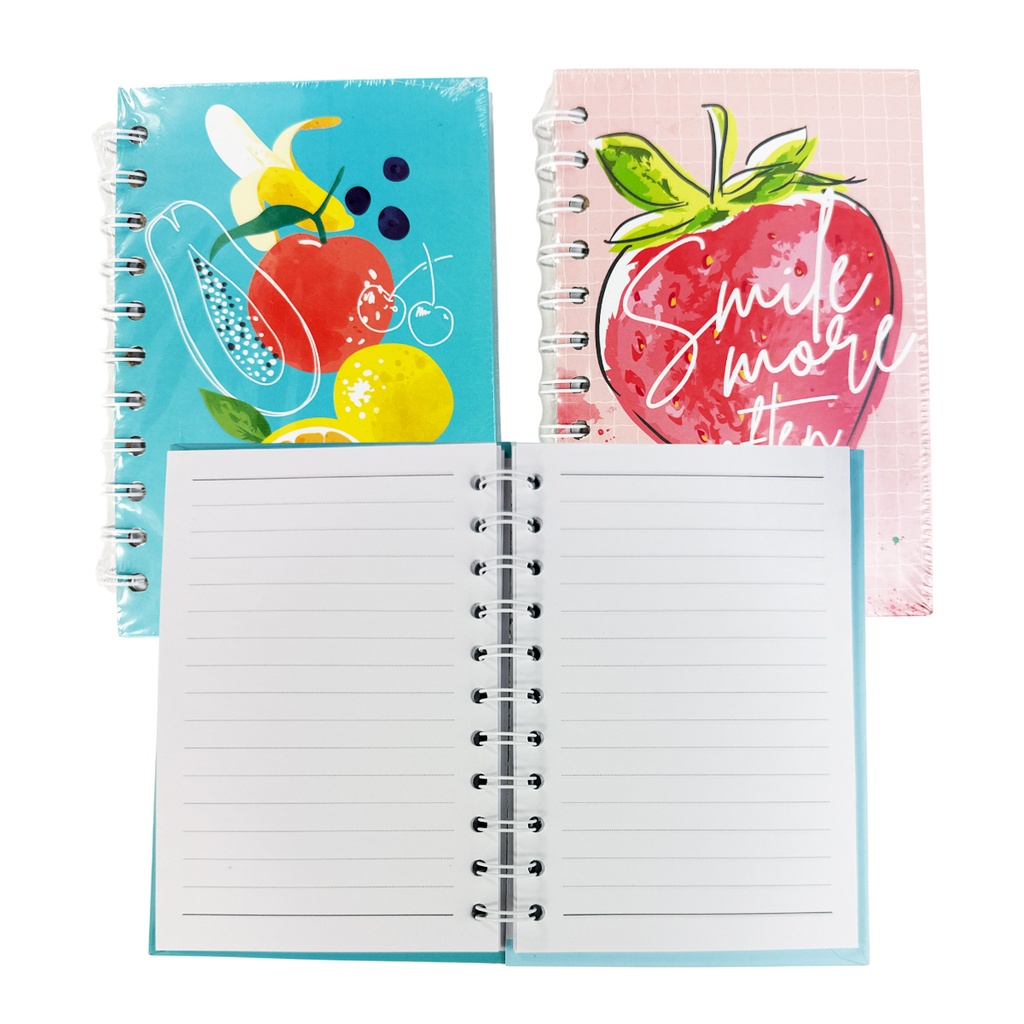 ZP-1105 LIBRETA ESTAMPADO DE FRUTAS CON 1 PZ O CAJA CON 120 PZS