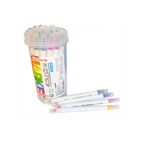 ZP-0956 SET DE PLUMINES DOBLE PUNTA CON 12 COLORES CON UNA PZ O CAJA CON 144 PQTS