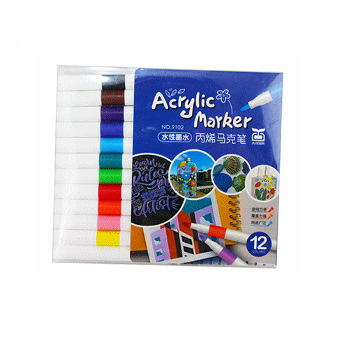 MARCADORES DE ACRILICO CON 12 COLORES CON 1 PZ O CAJA CON 160 PZS