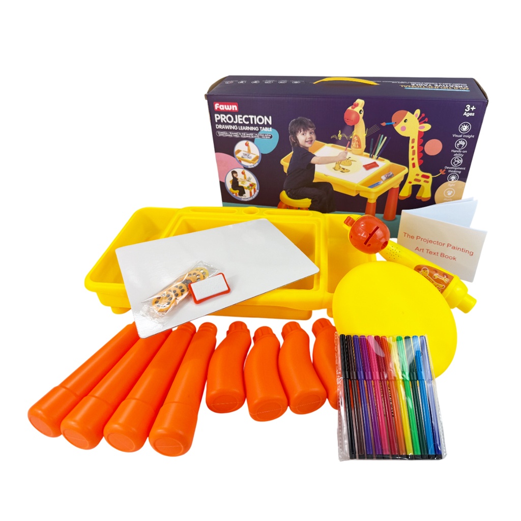 MESA DE DIBUJO DE JIRAFA PARA NIÑO CON 1 PZ O CAJA CON 18 PIEZAS