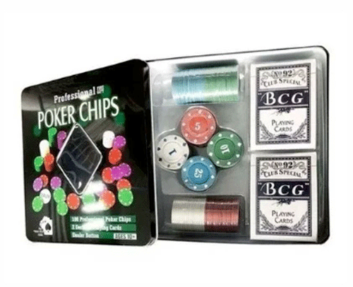 ZJ-2157 JUEGO DE FICHAS DE POKER CON 100 FICHAS CON 1 PZ O CAJA CON 18 PZS