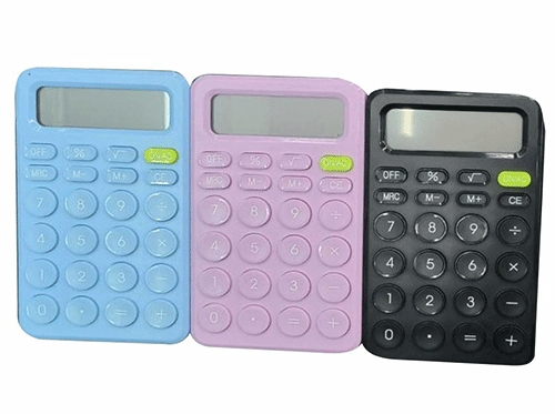 ZP-1681 CALCULADORA DE 8 X 14 CM DE DIFERENTES COLORES CON 1 PZ O CAJA CON 180 PZS