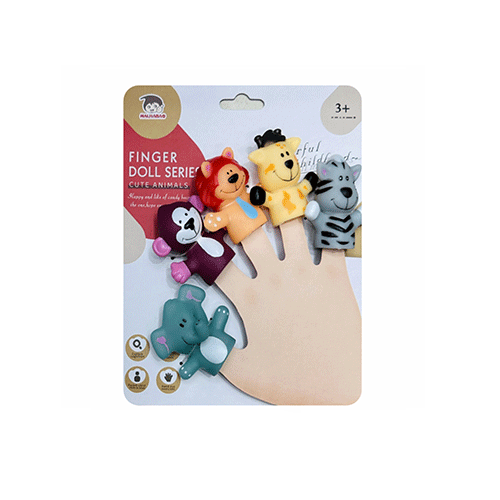 BLISTER DE 5 TITERES DE DEDO DE DIFERENTES ANIMALITOS CON 1 PZ O CAJA CON 192 PZS