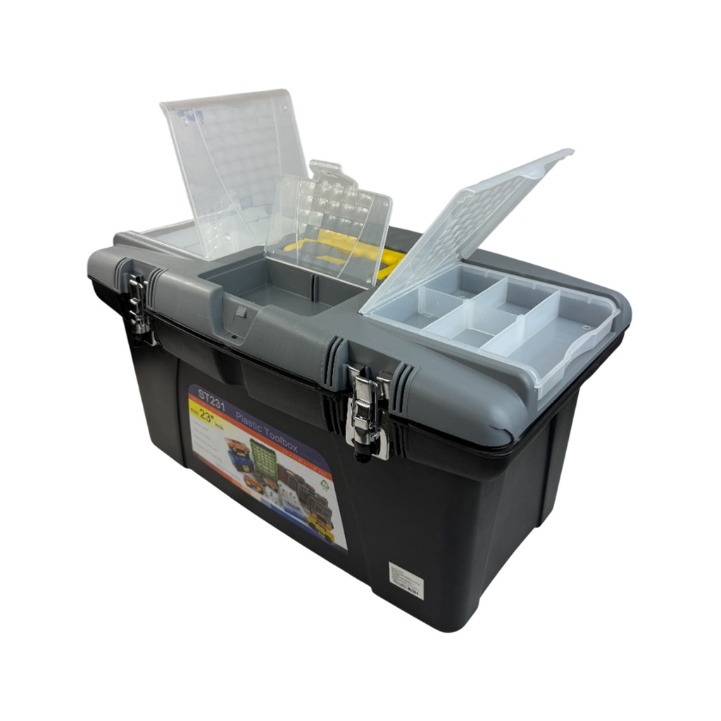 SET DE 3 CAJAS PARA ALMACENAR HERRAMIENTAS, CHICA DE 23" X 12.8" X 11.8", MEDIANA DE 19.3" X 10.6" X 9.6" Y GRANDE DE 16.1"X 9" X 7.5" CON 1 PZ O CAJA CON 2 SETS