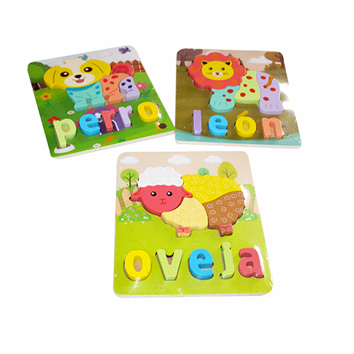 ROMPECABEZAS PARA NIÑOS DE APRENDIZAJE DE ANIMALES CON SU NOMBRE DE .05 X 15 X 15 CM CON 1 PZ O CAJA CON 200 PZS
