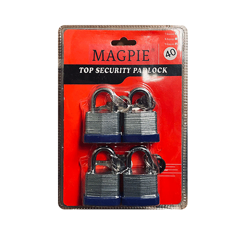 BLISTER DE 4 CANDADOS DE 40 MM CON 1 PZ O CAJA CON 24 PZS