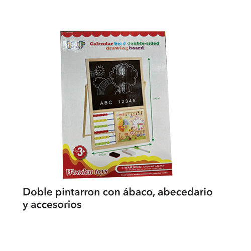 ZJ-1354 TABLERO MULTIFUNCIONAL DE APRENDIZAJE DOBLE PINTARRON CON ABACO, ABECEDARIO Y ACCESORIOS DE 53.5 X 36 X 1.3 CM CON 1 PZ O CAJA CON 24 PZS