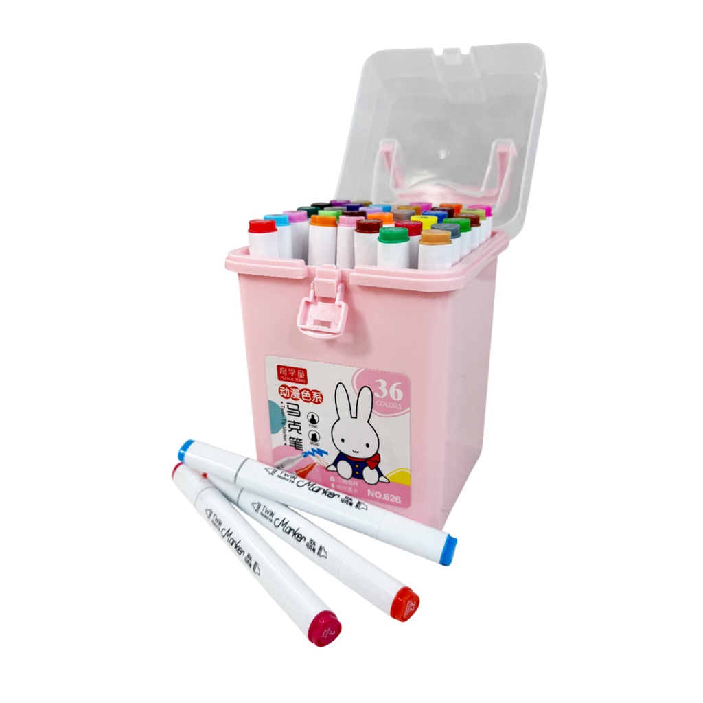 ZP-0940 ESTUCHE PLUMINES DOBLE PUNTA 36 COLORES CON UNA PZ O CAJA CON 24 PQTS