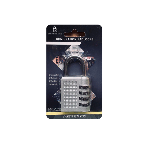 BLISTER DE CANDADO DE SEGURIDAD CON COMBINACIÓN DE 4 DIGITOS CON 1 PZ O CAJA CON 240 PZS