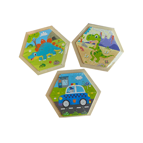 ROMPECABEZAS DIDACTICO DE MADERA CON FORMA DE HEXAGONO CON 1 PZ O CAJA CON 240 PZS