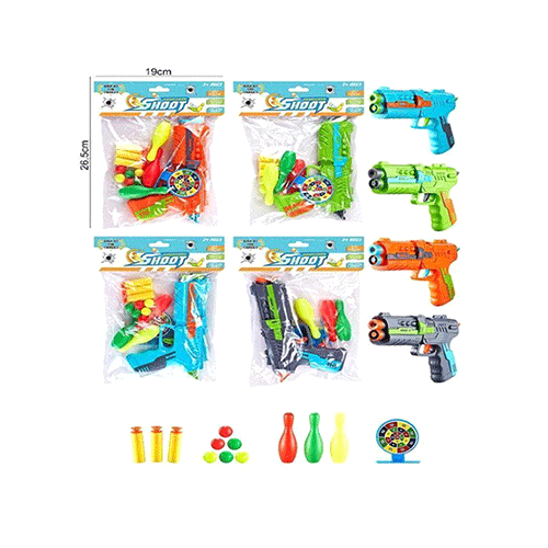 ZJ-1985 JUGUETE DE PISTOLA LANZA DARDO CON 4 COLORES CON UNA PIEZA O CAJA CON 240 PZS