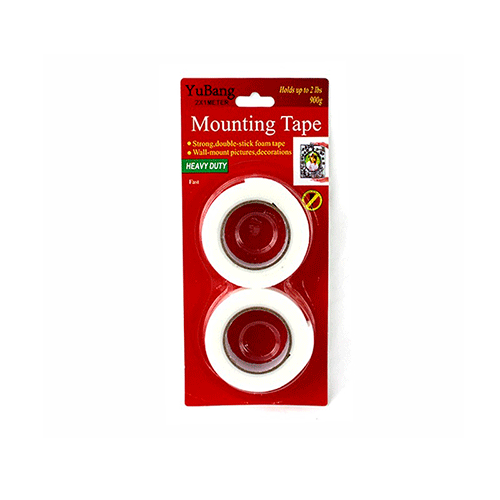 BLISTER 2 PZS CINTA DE MONTAJE (AUTO ADHERIBLE A DOS CARA) 2 CINTAS 1 MT C/U, CON 1 PZ O CAJA CON 288 PZS