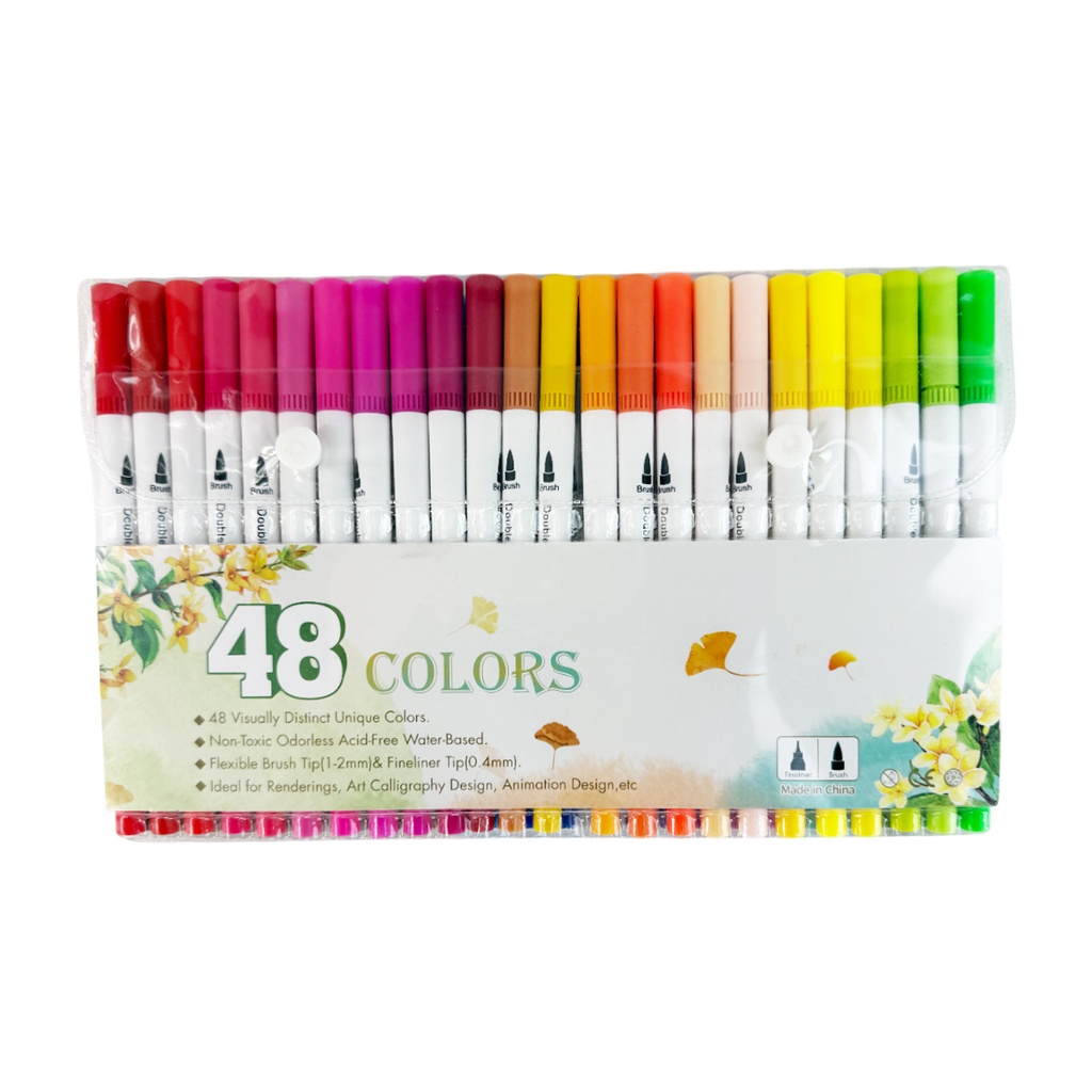 ZP-1036 ESTUCHE DE PLUMINES DOBLE PUNTA 48 COLORES CON 1 PQT O CAJA CON 30 PQTS
