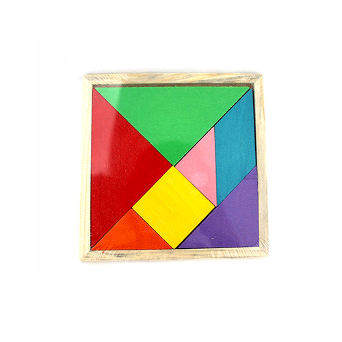 JGO TANGRAM DIDÁCTICO DE MADERA CON 7 FICHAS DE COLORES DE 16X16 CM, CON 1 PZ O CAJA CON 300 PZS