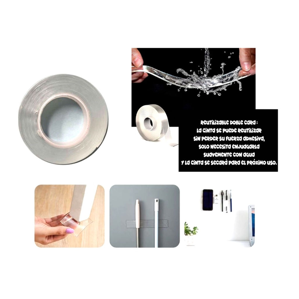 CINTA TRANSPARENTE DOBLE CARA CON 1 PZ O CAJA CON 320 PZS