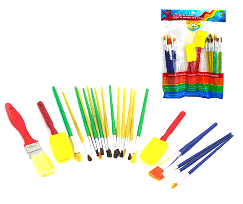 ZP-1051 SET DE BROCHAS PARA PINTAR CON 25 PZS O CAJA CON 360 PZS