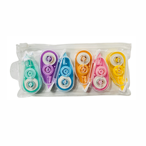 CORRECTOR EN CINTA 5M COLORES PASTEL CON 6 PZS CON 1 PZ O CAJA CON 384 PZS