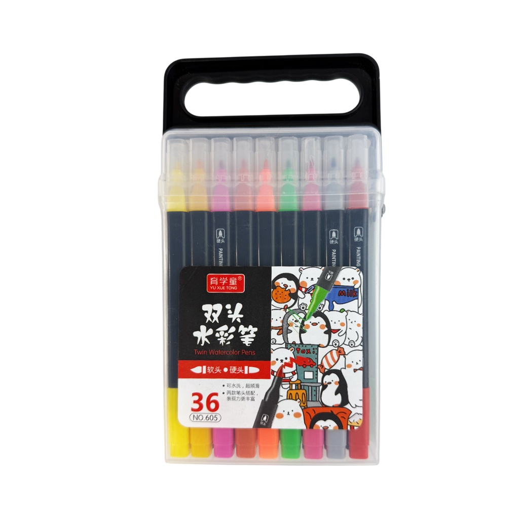 ZP-0955 PLUMINES DOBLE PUNTA CON 36 COLORES CON UNA PZ O CAJA CON 40 PQTS