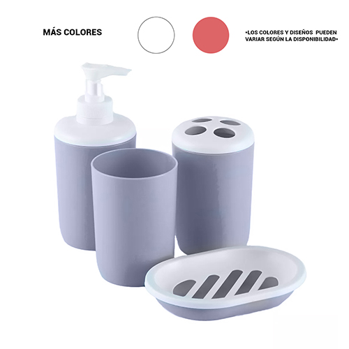 JUEGO DE 4 PZS DE ACCESORIOS DE BAÑO CON 1 PZ O CAJA CON 48 PIEZAS