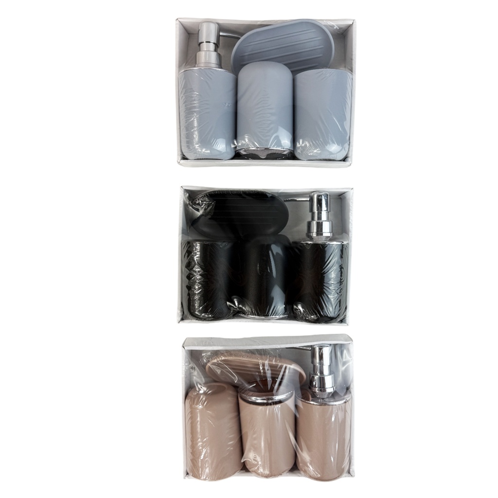 JUEGO DE 4 PZS DE ACCESORIOS DE BAÑO CON 1 PZ O CAJA CON 48 PIEZAS