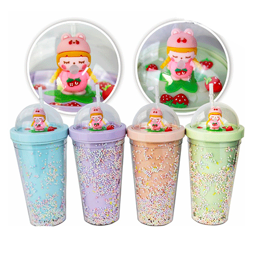 VASO C/POPOTE FIG. MUÑEQUITA, CON 1 PZ O CAJA CON 48 PZS