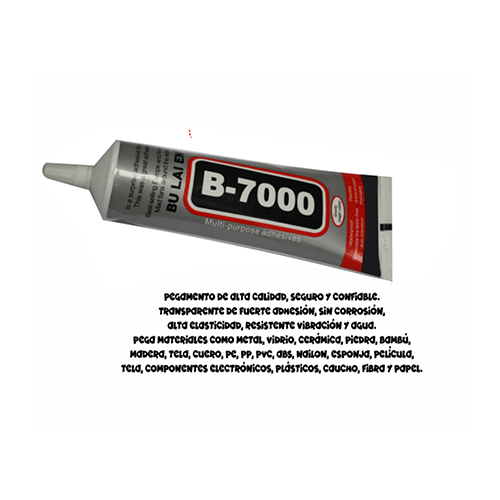 PEGAMENTO B-7000 ADHESIVO DE CONTACTO TRANSPARENTE RESISTENTE A LAS VIBRACIÓN DE AGUA 25 ML, CON 1 PZ O CAJA CON 480 PZS