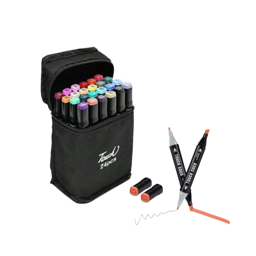 ESTUCHE CON 24 PLUMINES DOBLE PUNTA, CON 1 PZ O CAJA CON 50 PZS