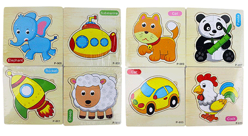 ZJ-1045 ROMPECABEZAS DIDACTICO DE DIFERENTES FIGURAS DE MADERA DE 15X15CM, CON 1 PZ O CAJA CON 500 PZS