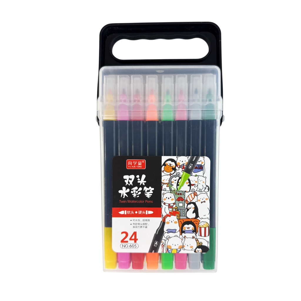 ZP-0954 PLUMINES DOBLE PUNTA CON 24 COLORES CON UNA PZ O CAJA CON 60 PQTS