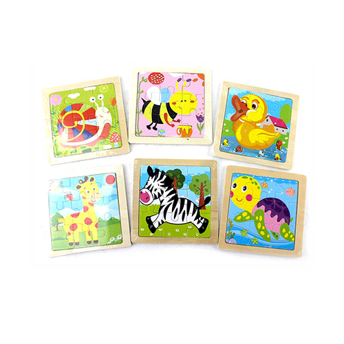 ZJ-0449 ROMPECABEZAS ANIMALITOS DE MADERA 11X11 CM, CON 1 PZ O CAJA CON 600 PZS