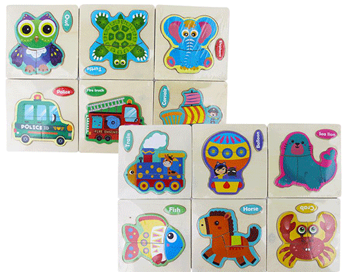ZJ-1044 ROMPECABEZAS DIDACTICO DE DIFERENTES FIGURAS DE MADERA DE 10X10CM, CON 1 PZ O CAJA CON 600 PZS