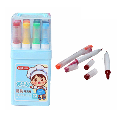 ESTUCHE 12 COLORES MARCADORES DOBLE PUNTA, CON 1 PZ O CAJA CON 72 PZS