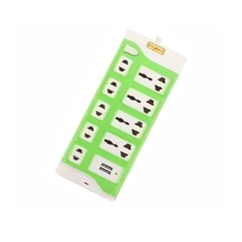 MULTICONTACTO CON 9 ENCHUFES Y 2 ENTRADAS DE USB CON EXTENSIÓN CON 1 PZ O CAJA CON 80 PZS