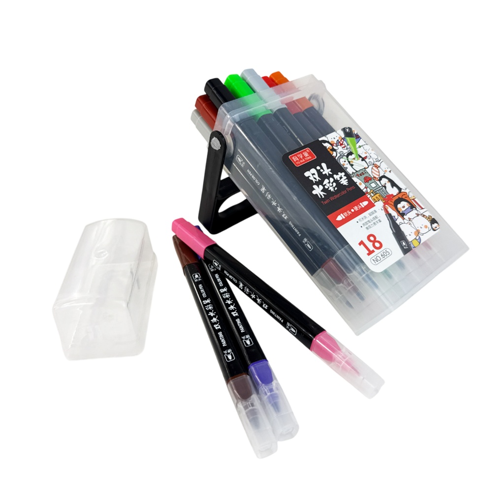 ZP-0953 PLUMINES DOBLE PUNTA CON 18 COLORES CON UNA PZ O CAJA CON 80 PQTS