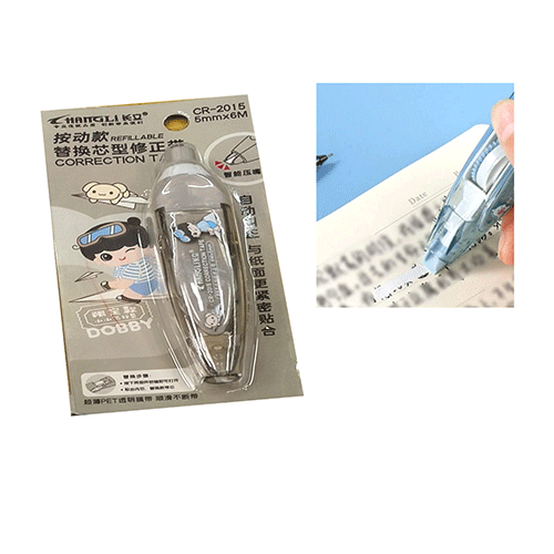 CORRECTOR EN CINTA EN FORMA DE PLUMA RELLENABLE 6M CON 1 PZ O CAJA CON 864 PZS