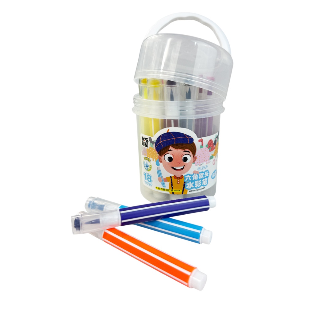 ZP-0961 BOTE DE PLUMINES C/SELLO CON 18 COLORES CON UNA PZ O CAJA CON 96 PQTS