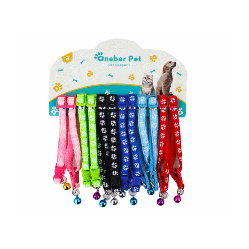 PAQUETE COLLARES CON CASCABEL PARA MASCOTA, DE 33 X 1.5 CM CON 12 PZS O CAJA CON 120 PQTS