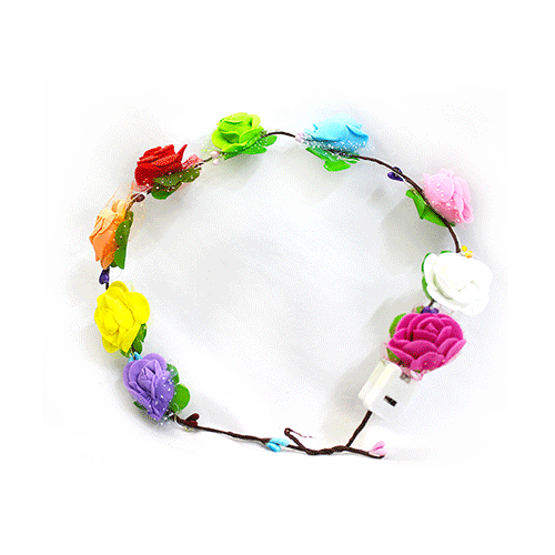 CORONA DE FLORES CON LUZ, CON 12 PZS, O CAJA CON 50 PQTS
