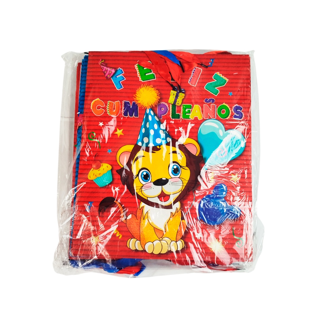 ZFI-0121 BOLSA DE REGALO FIESTA INFANTIL 26 X 32 X 10.5 CM CON 12 PZ O CAJA CON 40 PQTS