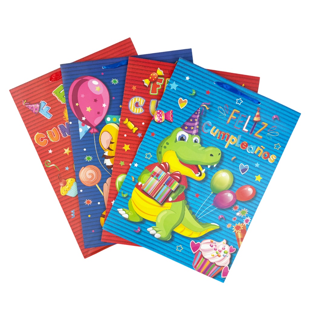 ZFI-0122 BOLSA DE REGALO FIESTA INFANTIL 30X42X12 CM CON 12 PZ O CAJA CON 30 PQTS